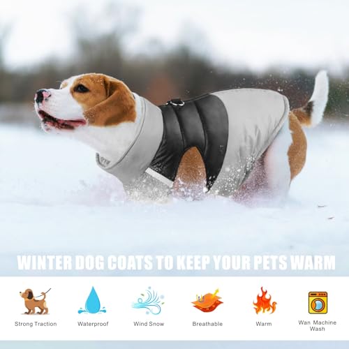 Idepet Dog Winter Coat Waterproof Dog Jackets Warm PetClothes for Small Medium large Pet Dog Cat Puppy S M L XL XXL 3XL 4XL 5XL (Grey - Image 4