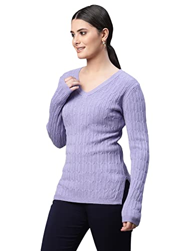 Image of Global Republic Acrylic Regular Fit V-Neck Full Sleeves Pullover for Women