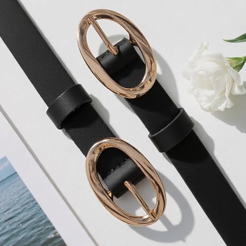 Women's Leather Belt with Gold Buckle Fashion Casual Waist Belt for Jeans pants Dress3