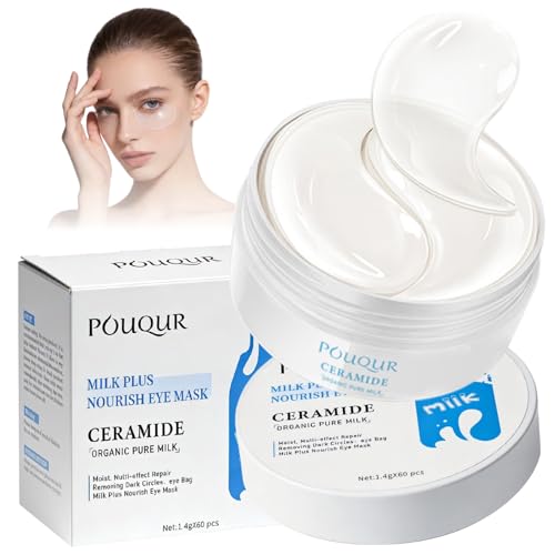 Parches Ojos Bolsas y Ojeras 60 Piezas, Contiene Leche y Ceramidas, Mascara Para Los Ojos, Parches Ojeras, parches Contorno de ojos, Antiojeras, Anti Edad, Hinchazón, Quitar Bolsas de ojos