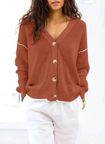 Image of Allimy Womens Slouchy Contrast Tipping Imitation Cashmere Short Cardigan Sweaters for Women Fall Fashion 2025 Trendy Coats