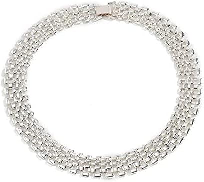 Bapao Necklace Punk Hip Hop Chunky Hollow Out Chain Necklace Silver Color Linked Wide Chokers Necklaces for Women Statement Jewelry Silver - Image 4