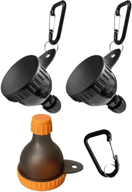 3Pcs Protein Powder Container,50ml Portable Funnel with Carabiner and Keyring for Gym, Travel and Shaker Bottle Use