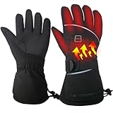 LPCRILLY Heated Gloves for Men and Women, Waterproof for Skiing and Motorcycling in Winter Heated Gloves with Touch Screen, Electric Rechargeable Battery Heating Glove (L)