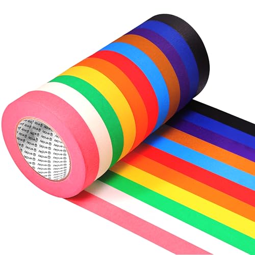 Enday Colored Masking Tape (11 Pack) 1980 ft x 1 in - 1 Inch Wide x 180 Feet (60 Yards) per roll - Colored Masking Tape 1 inch, Painters Tape, Great for Arts Crafts &amp; Labeling