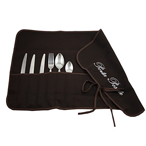 Magie di Casa Porte-Couverts en Tissu 35 x 62 cm brodé – 1 à 1 – Fabriqué en Italie (Marron)