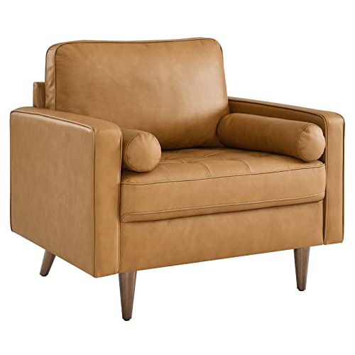 Modway Valour Leather Tufted Accent Armchair In Tan #TOP1