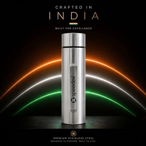 Image of Speedex Silver Stainless Steel Water Bottle 1 Litre Set of 1 | Single Wall Water Bottles | BIS Approved Reusable Bottles for Kids & Adults | School, Office, Gym & Travel