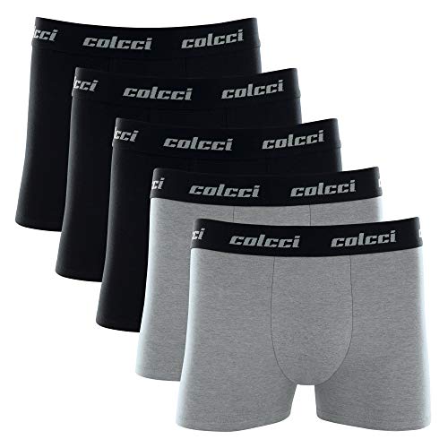 Kit 5 Cuecas Boxer Cot Elas , Colcci, Masculino, Preto/Preto/Preto/Cinza/Cinza, P