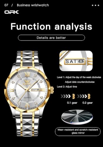 Image of OPK Watches for Men Diamond Roman Analog Mens Watches Waterproof Large Stainless Steel Men Wrist Watch Business Father Gift Watch Blue