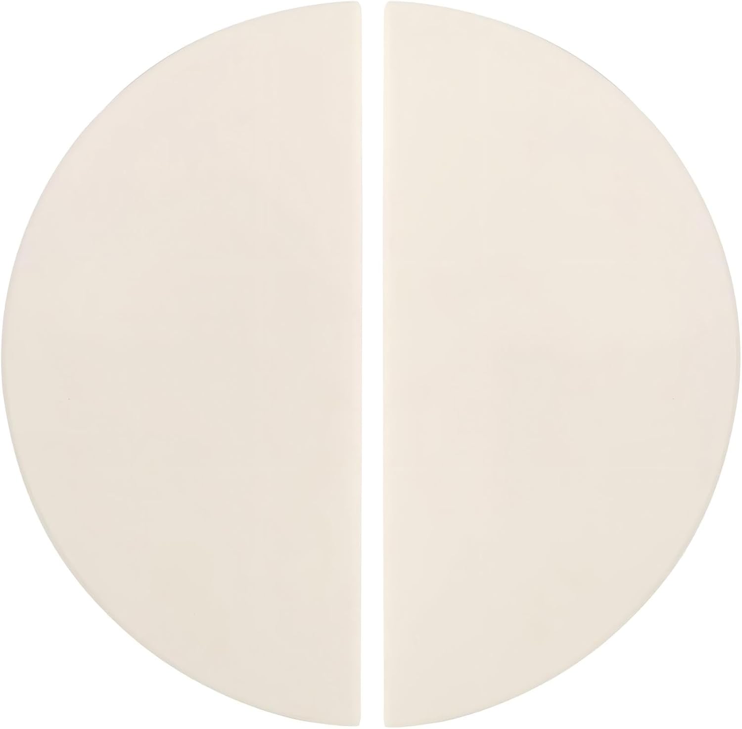 Half-Moon Ceramic Heat Deflector Plates for Kamado Joe Classic I, II, III,Big Green Egg BBQ Accessories 2-Pack,White