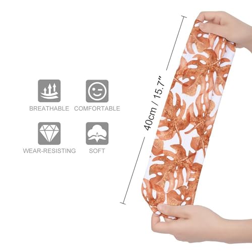 Unisex Novelty Socks,Terracotta Tropical Monstera Leaves Fashion Casual Calf Socks Breathable Athletic Sports Socks2