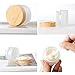 Healthcom 12 Packs 1 Oz Empty Jars 30ml Round Frosted Glass Cream Jar Bottles Holder with Wood Grain Lids Refillable Case Vial Pot Cosmetic Container Glass Bottles for Lotion Face Lip Balm Eye Cream