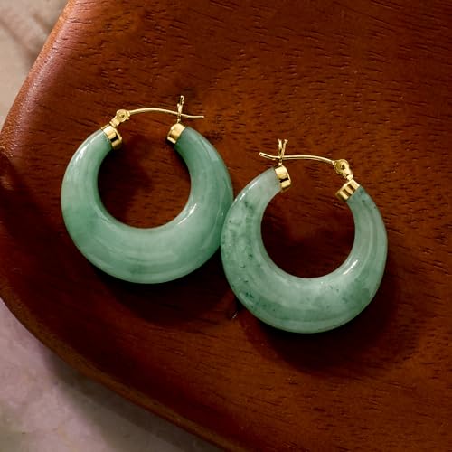 Image of Ross-Simons Round Gemstone Hoop Earrings in 14kt Gold 1 1 /8 inches