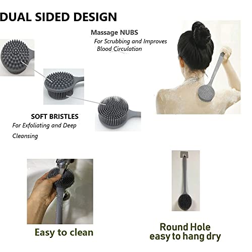 2ps Silicone Back Scrubber for Shower Bath Body
