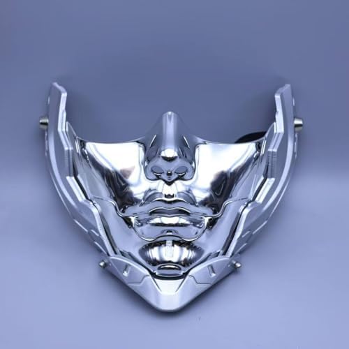 funnyndiy Futuristic Half Face LED Glowing Mechanical Mask with Tactical Visor for Halloween, Cosplay & Parties — view 3