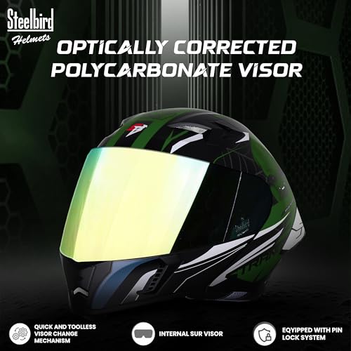 Image of Steelbird SBA-20 Strange ISI Certified Flip-Up Graphic Helmet for Men with Inner Silver Sunshield