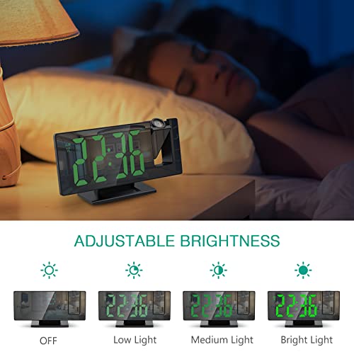 Oria Projection Alarm Clock, Led Electronic Alarm Clock, 7.8" Mirror Desk Alarm Clock With Temperature, Adjustable Brightness, Snooze Mode For Bedroom, Office #TOP3
