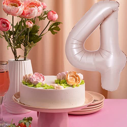 40 Inch Giant Caramel Number 4 Balloon, Helium Mylar Foil Number Balloons For Birthday Party, 4Th Birthday Decorations For Kids, Anniversary Party Decorations Supplies (Caramel Number 4) #TOP2