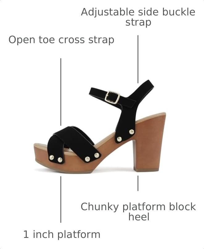 Image of Soda MIGUEL ~ Women Crisscross Band Fashion Chunky Platform Block Mid Heel Sandal with Ankle Strap and Stud
