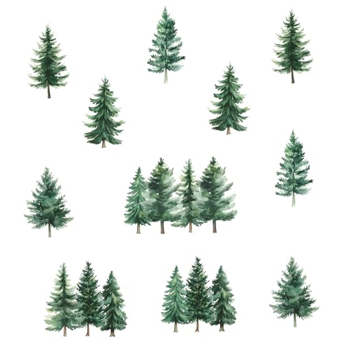 Vinilos Decorativos Árboles de Pino Acuarela para Pared miniatura 2