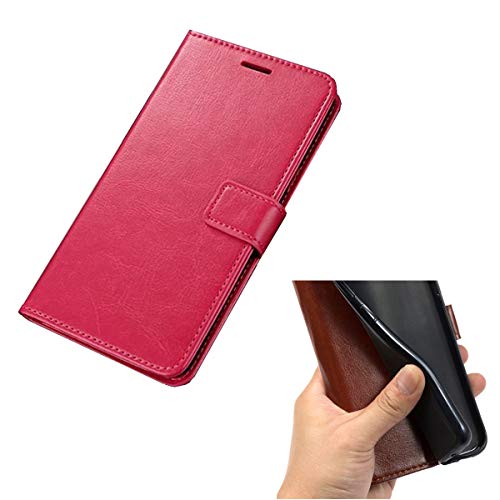 YZKJ Custodia per ZTE Nubia Play Protettiva Guscio Interno Silicone TPU Case Flip Stand in PU Pelle Portafoglio Cover per ZTE Nubia Play (6.65") - Rosa Rossa