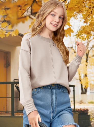 Girls Fall Sweaters Kids Winter Clothes Crew Neck Casual Long Sleeve Slouchy Chunky Cozy Pullover Sweater Tops4