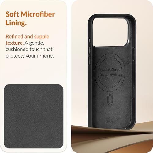 Coque iPhone 17 Pro Max cuir véritable antichoc et compatible charge MagSafe - 6