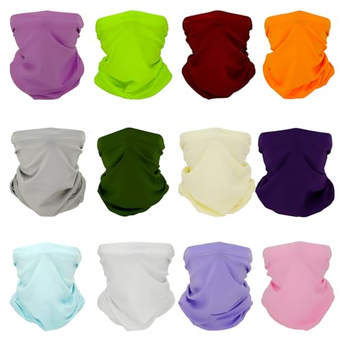 SMEHCF 12 Cooling Neck Gaiters Multipurpose Bandanas for Women Men Headband Balaclava Hair Head Scarf Face Half Mask Army Fluorescent Green Beige Dark Light Gray Purple White Pink Sky Blue Red Orange