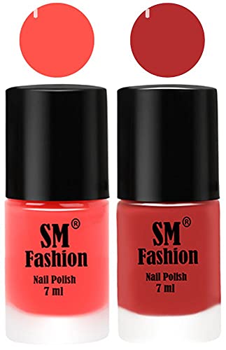 Image of Long Lasting Nail Polish | Nail Paint Combo 7 ml Each) - Set of 2 Baby Pink-Coral Pink