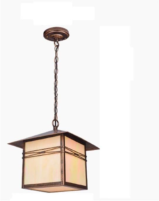 Pendant Lights , Exterior Square Aluminum Pendant Light Outdoor Waterproof Hanging Lantern, 11.0" 12.0" Outdoor Pendant Lighting with Glass Shade for Farmhouse, Garage, Courtyard, Villa(Bronze,B)