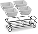 KooK 4-Piece Condiment Dish, Serving Set with Metal Rack, Ceramic Make, Great for Vegetables, Candies, Nuts, Dips