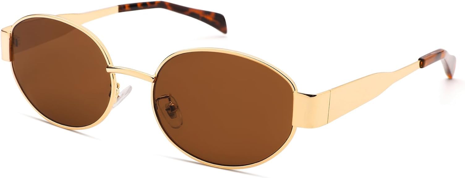 deseox Pushpa Oval Round Luxury Designer Sunglasses for Women Retro Vintage Metal Trendy Sun Glasses Shades UV Protection-picture-39