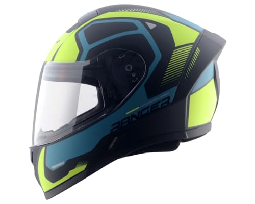 Ranger DX Crew Full Face Motorcycle Helmet with Matte Shell, Shock Absorbing Liner, Comfortable Interior, Ventilated Fit, Lightweight Build, and Trend