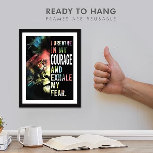 Image of Chaka Chaundh - - I BREATHE IN MY COURAGE AND EXHALE MY FEAR - Motivational Quotes Frame, Student Quotes Wall frame, Lion Quotes Framed Poster - (14 X 11 Inches)