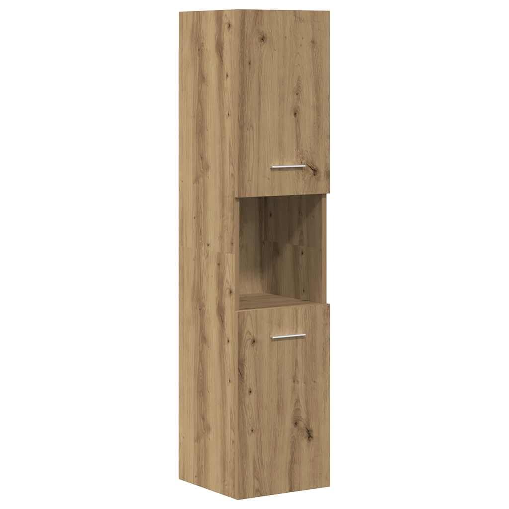 Juego de muebles de baño de 3 piezas, roble Artisan, 90 cm, armario bajo lavabo con espejo y armario alto, espacio de almacenamiento, moderno y resistente, para baños pequeños