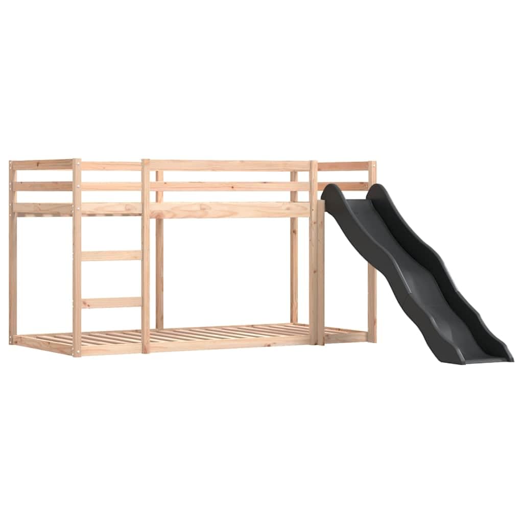 Hochbett mit Rutsche und Vorhängen Rosa 80x200 cm - Kinderbett aus Kiefer-Massivholz mit Leiter Turm Tunnel und Rausfallschutz - Spielbett für Kinderzimmer