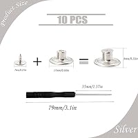 10 Stück Verstellbare Hosen Ersatz Knöpfe, Ersatz Knöpfe, Jeans Knöpfe Ohne Nähen, 17 mm Button Pins Jeans, Knöpfe Hosen Enger Machen, Metall Hosenknopf, mit Schraubendreher – Ansicht 2