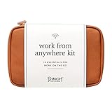 Pinch Provisions Work from Anywhere Kit, Includes 18 Essentials to Help You Stay on Task, Must-Have Work Essentials, Compact, Multi-Functional, Double-Pocket Vegan Leather Pouch
