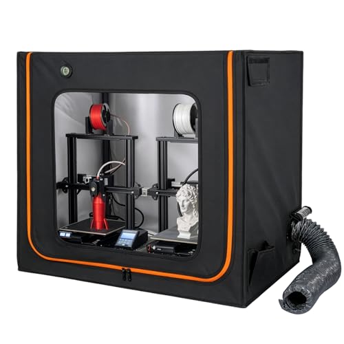 Large Resin 3D Printer Enclosure with Ventilation Kit & LED Light Vented Enclosure Tent Cover Dustproof & Noise Isolating Odor Eliminating Holds 2 Machines Compatible with LCD UV Resin 3D Printers