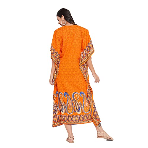 Image of Oussum Women Polyester Casual Long Plus Size Beach Caftan Cover Up Maxi Dress 1X-3X Summer Kaftan Dresses for Women