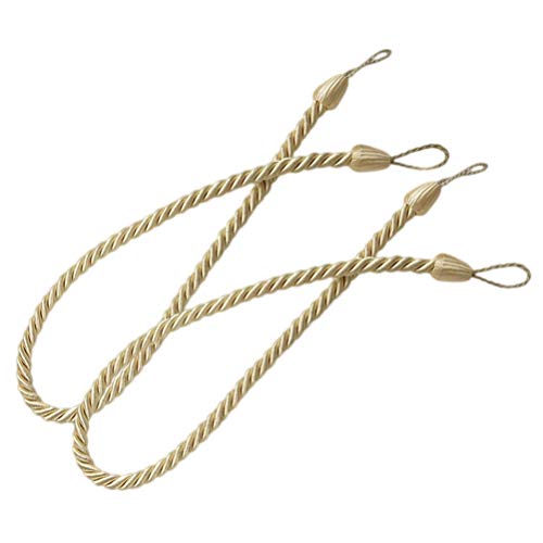TOVINANNA 2 Piezas de Correa de Cortina de Poliéster Borla Beige, Diseño Simple y Elegante para Sala de Estar, Accesorios Trenzados para Cortinas Modernas