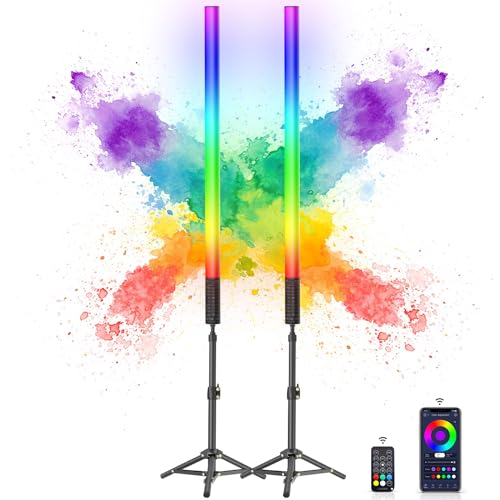 uyled 2 Pack Tube Light 85cm Handheld LED Tube Lights with Retractable Tripods, Music Mode, 500 Vivid Effects, for DJ Lighting, Dance Club and Photography?Light Painting?YouTube?Night Bar, Party