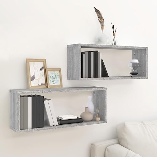 Tomostar Lot de 2 Étagère Murale Rectangle, Étagère Flottante Stylée Tablette Flottante Cube 2...