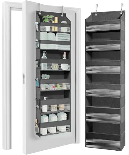 Image of HOMELUX THEORY UPGRADED 6 Tiers Over The Door Organizer Hanging - 100D EXTRA THICK & 50lbs HUGE CAPACITY, 12 Side Mesh Pockets Over The Door Shoe Organizer, Hanging Closet Organizer (Dark Gray, 1pc)