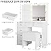 IRONCK Vanity Desk with Mirror and Lights, Small Makeup Vanity Table with 5 Drawers, Power Outlet, and Vanity Stool, 3 Lighting Colors, Dressing Table for Women Girls Bedroom, White