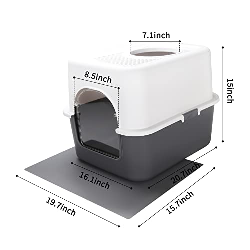 Sfozstra Cat Litter Box With Lid, Fully Enclosed Splash-Proof Litter Box,Top Entry Cat Litter Box, Easy To Assemble And Installation (Grey, Large) #TOP3