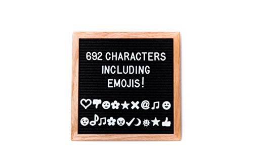 Vintage Black Felt Letter Board 10x10 Inches by Inspire Letter Boards | Oak Frame | 692 Changeable Letters for Message, Notice, Reminder, Grocery List | Bonus Storage Bag, Scissor and Mounting Hook