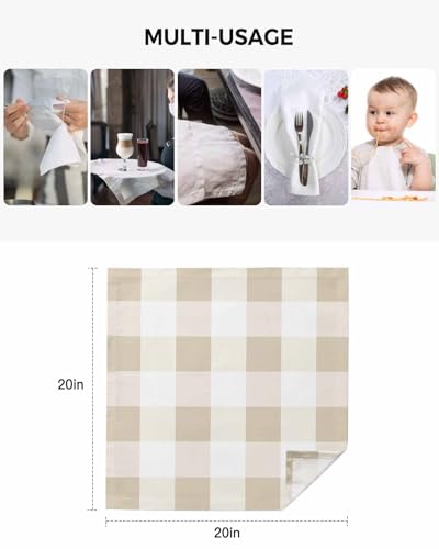 4 servilletas de tela cuadradas de 50x50 cm color blanco beige miniatura 5
