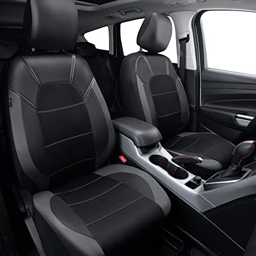 Car Pass Universal Leather Car Seat Covers Sport Fits Most Cars, Suvs, Trucks, And Vans (Full Set, Black Gray) #TOP1